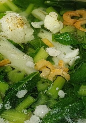 Hình của món Canh cải ngọt bông cải nấu tôm thịt.