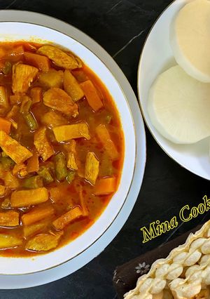 عکسی از دستور خوراک لوبیا سبز با مرغ