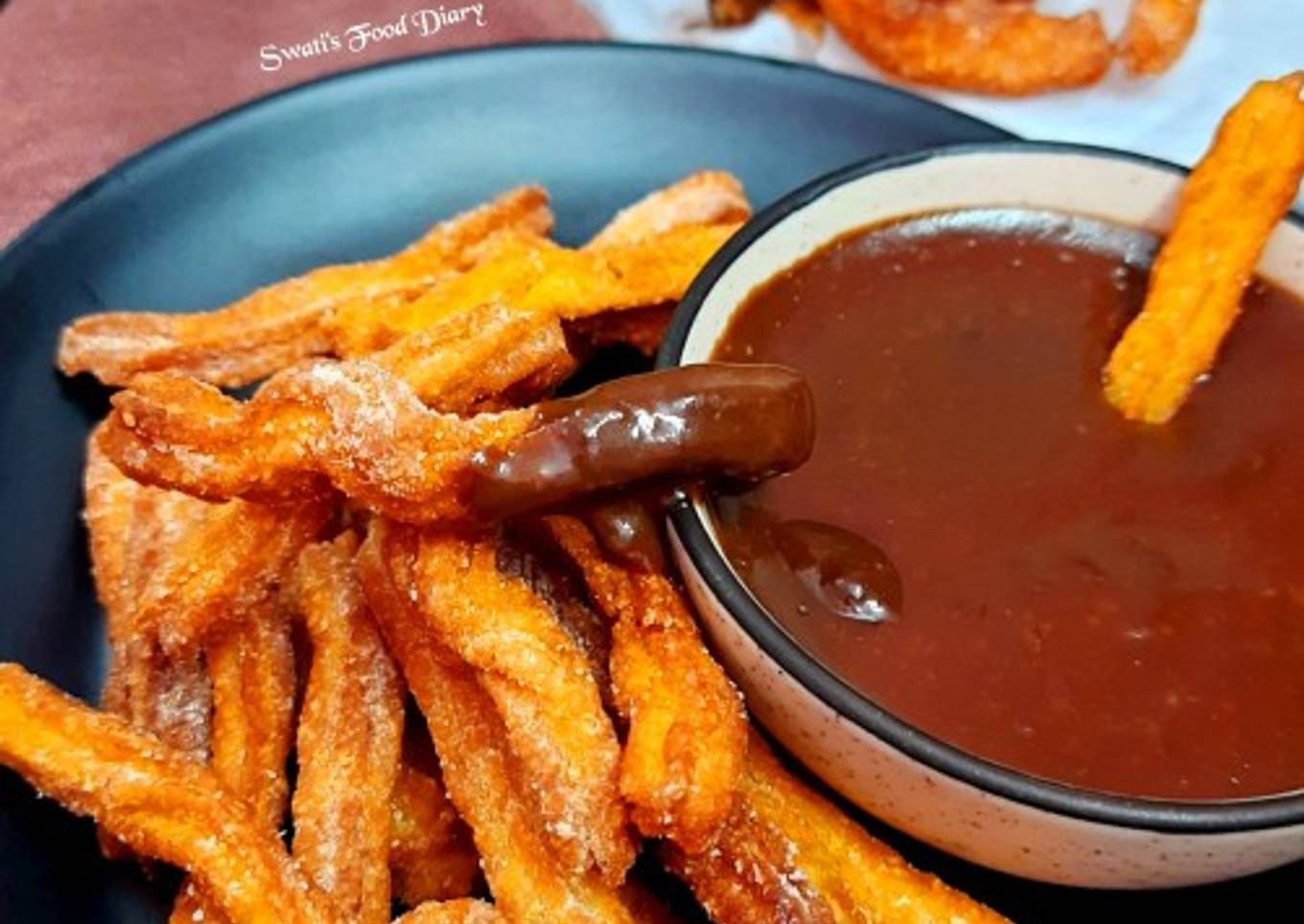 Mexican Churros with Hot Chocolate, Eggless