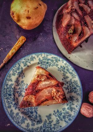 Une photo de Gâteau renversé poire chocolat