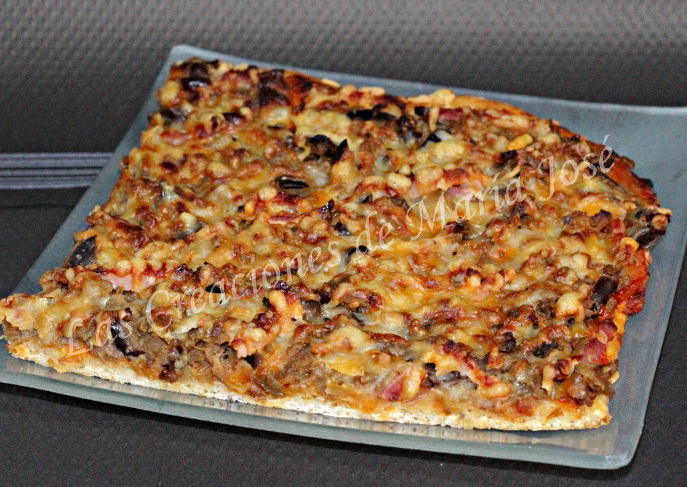 Pizza de berenjenas, con harina integral de trigo