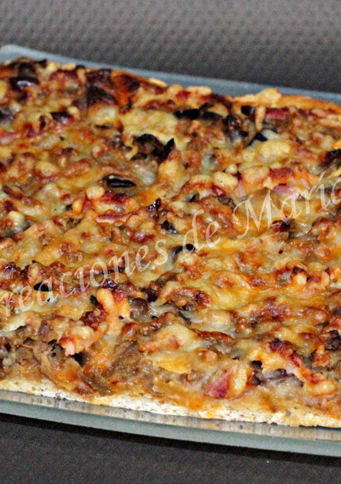 Una foto de Pizza de berenjenas, con harina integral de trigo