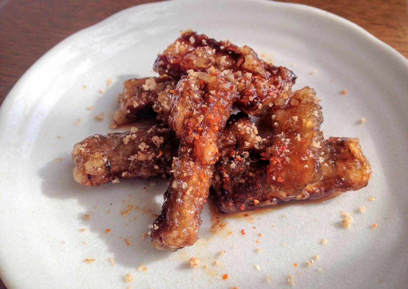 Fried Burdock Root with Sweet & Salty sauce