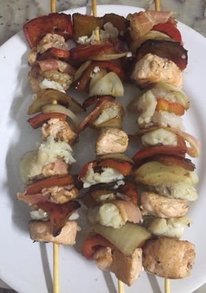 Una foto de Brochettes de pescado en dos pasos!
