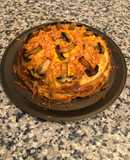Блинный торт с грибами и сыром