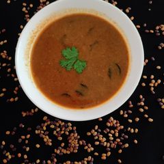 A picture of Horse gram rasam.