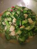Tumis oyong, bakso ayam