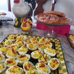 A picture of Deviled eggs.