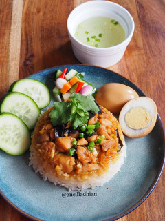 Foto resep Nasi tim ayam Jamur