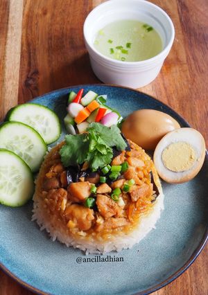 Foto resep Nasi tim ayam Jamur