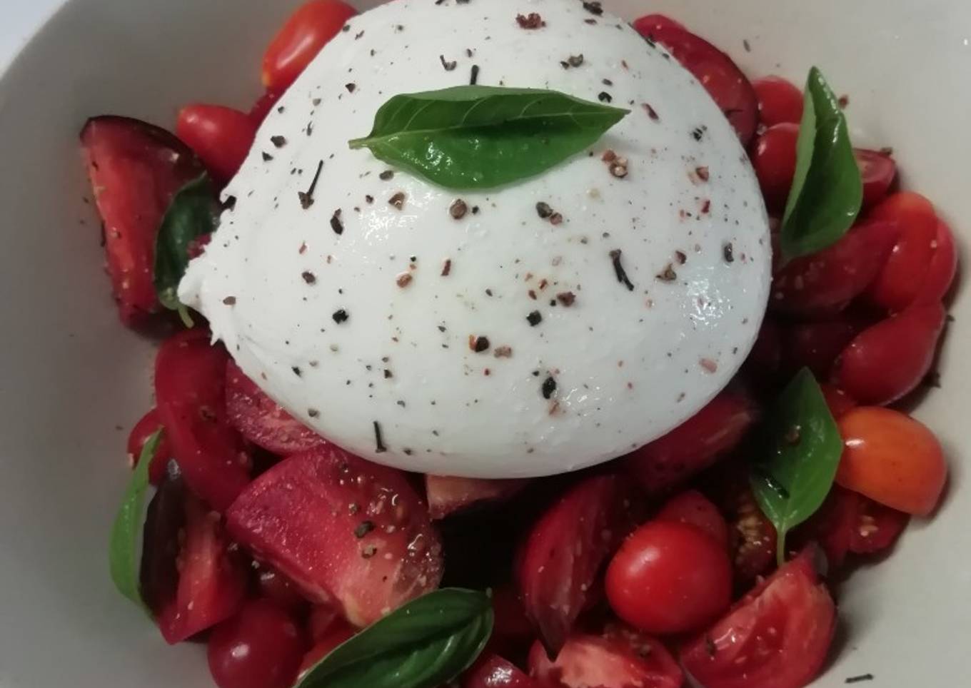 Salade de tomates basilic burrata