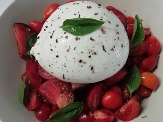 Salade de tomates basilic burrata