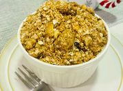 A picture of apple crumble with oats
