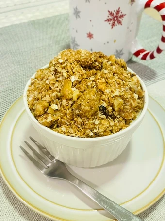 Easy Way Prepare Microwave Apple Crumble with crunchy streusel (Gluten free &amp; vegan) which Delicious