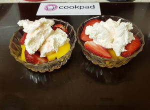 A picture of A Strawberry Treat with fresh whipped cream 💖.
