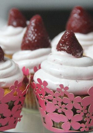 Una foto de Cupcakes con sabor a frutilla