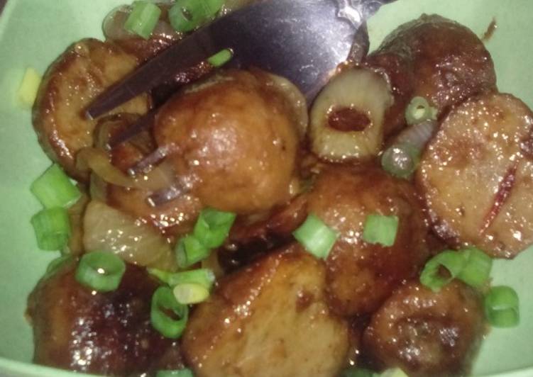 Langkah Mudah untuk meracik Oseng Bakso Tempe Bakar dengan Bawang Bombai, Sempurna