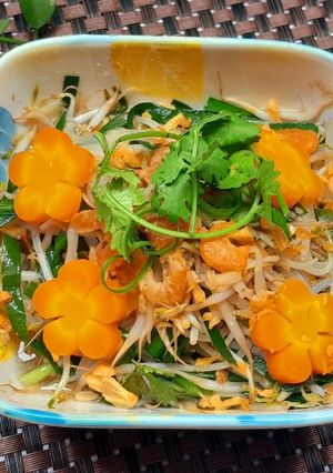 Hình của món Giá hẹ xào tôm khô.