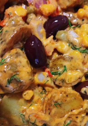 A picture of Vegan Potato Salad with Roasted Baby Potatoes.