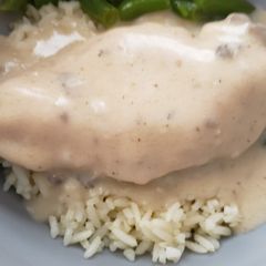 A picture of Cream of mushroom chicken.
