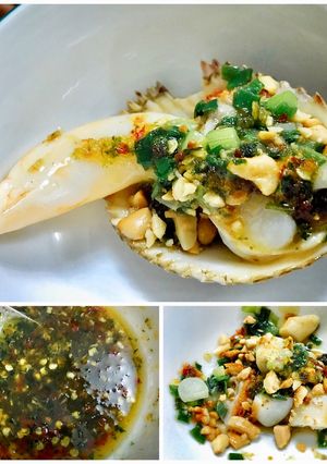 Hình của món Sò dương nướng mỡ hành.