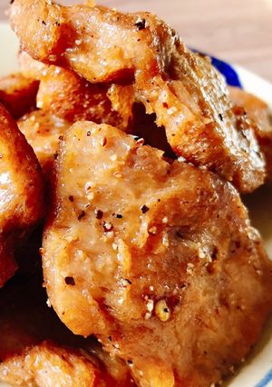 Hình của món Cốt lết chay rim tiêu.