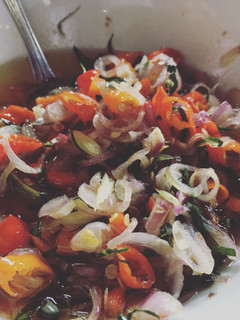 A picture of Quick simple sambal matah my version.