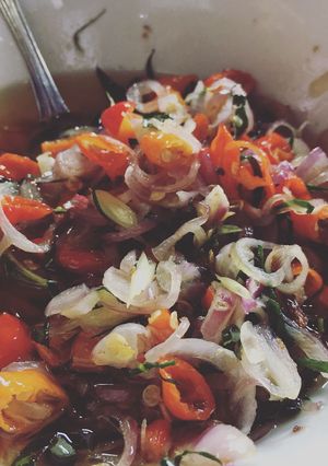 A picture of Quick simple sambal matah my version.