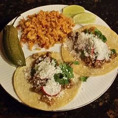 A picture of Brad's tacos al pastor.