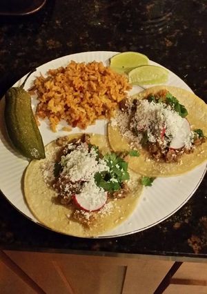 A picture of Brad's tacos al pastor.