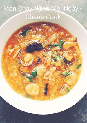 Hình của món Cháo nấm xả chay.
