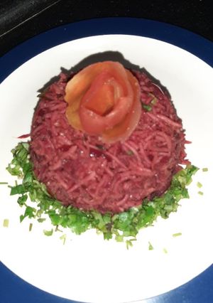 A picture of Beetroot Pulao.