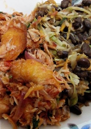 A picture of Fried Black beans and fish deepfried then fried.
