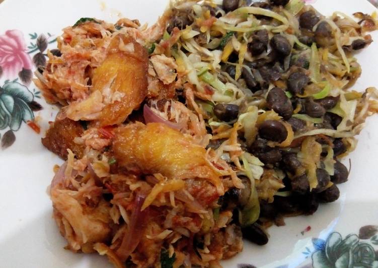 Fried Black beans and fish deepfried then fried