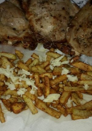 Una foto de Filetes de lomo y patatas