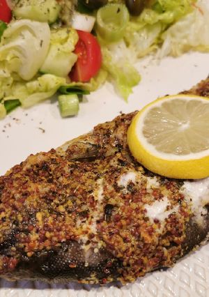 Mustáros fokhagymás pisztráng recept fotója