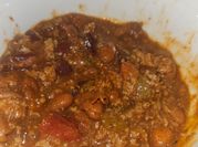 A picture of pinto beans with rotel