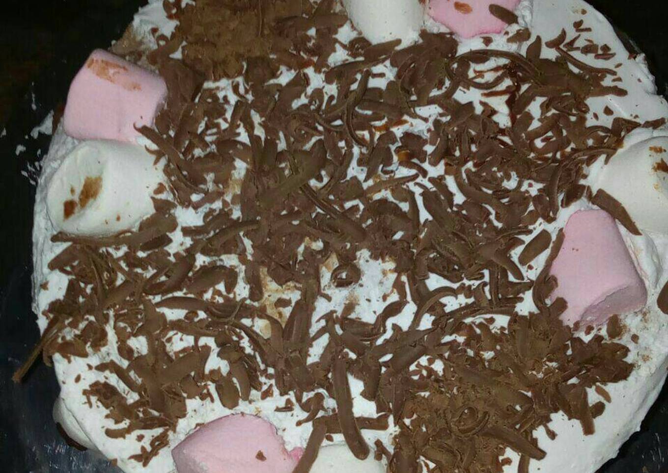 Pinnacolada cake decorated with marshmallows