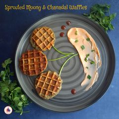 A picture of Protein Packed Waffles for kids (sprouted moong and chana dal waffle).
