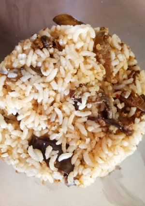 A picture of Vangi Bath/ Brinjal Rice.