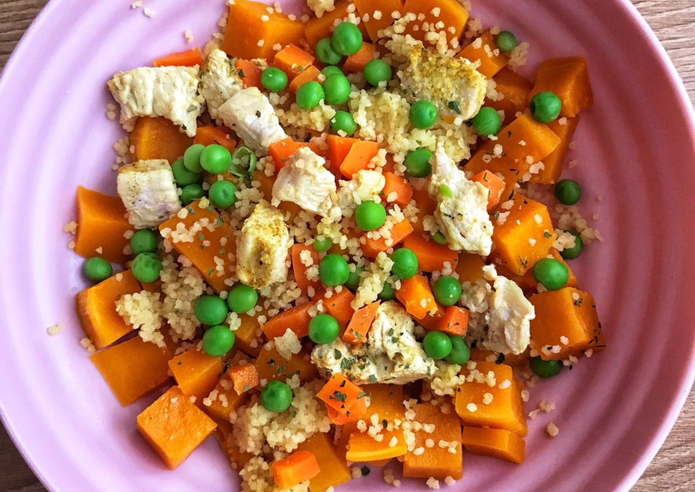 Cous cous con calabaza y pollo 🍗