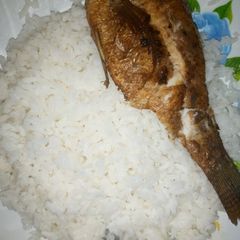Marinated Fried fish with rice A picture of Marinated Fried fish with rice.