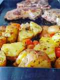Bifes de chorizo con papas especiadas a La Planchetta