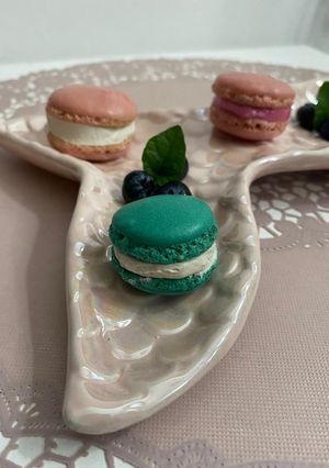 Una foto de Macarrones con base merengue italiano