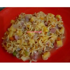 A picture of Noodles with Sausages.