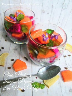 Foto resep Chia Puding dengan Pepaya Melon Jelly dan Buah Naga