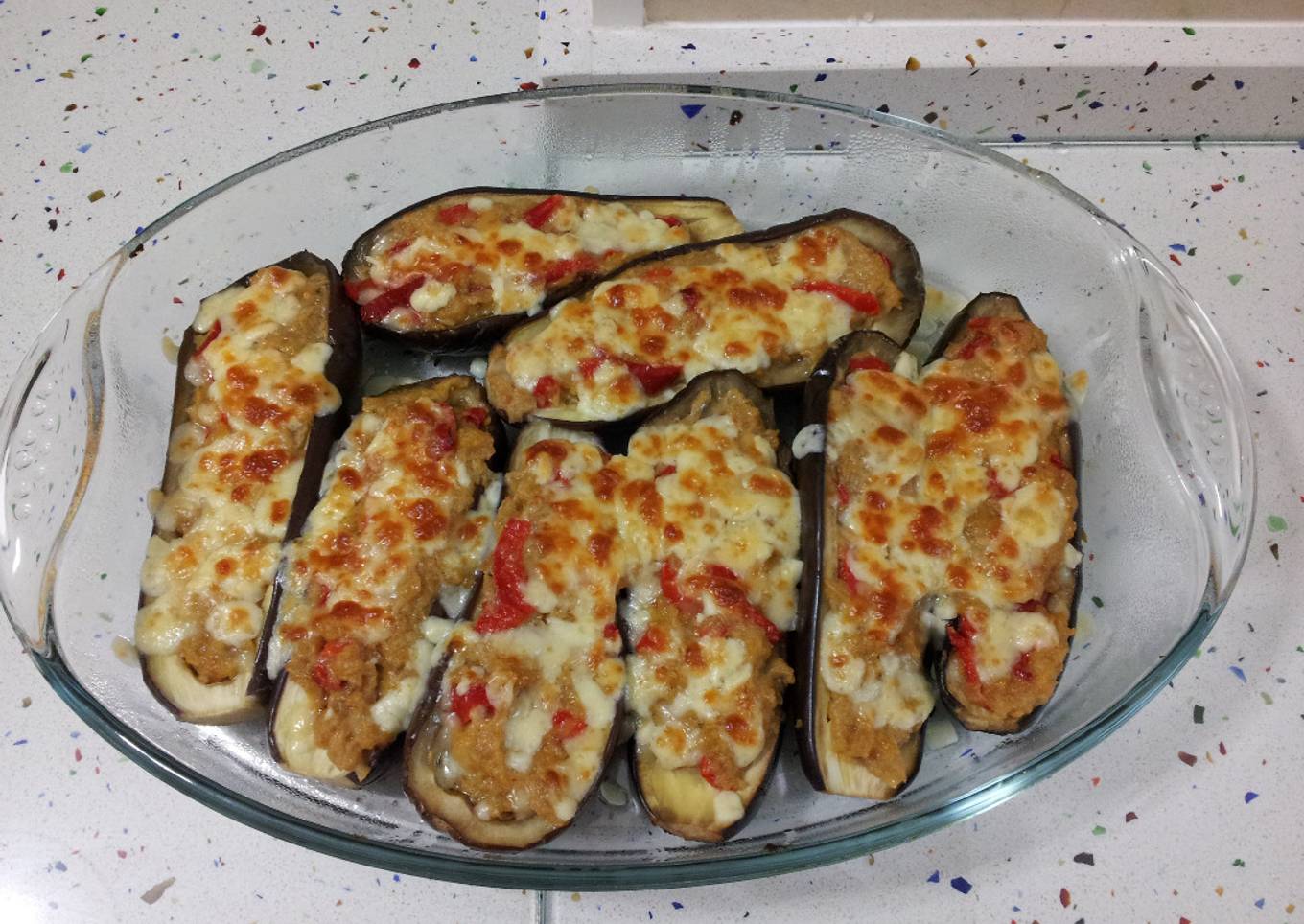 Berenjenas rellenas de pimientos
