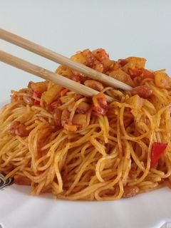 عکسی از دستور ماکارونی با لوبیا و قارچ