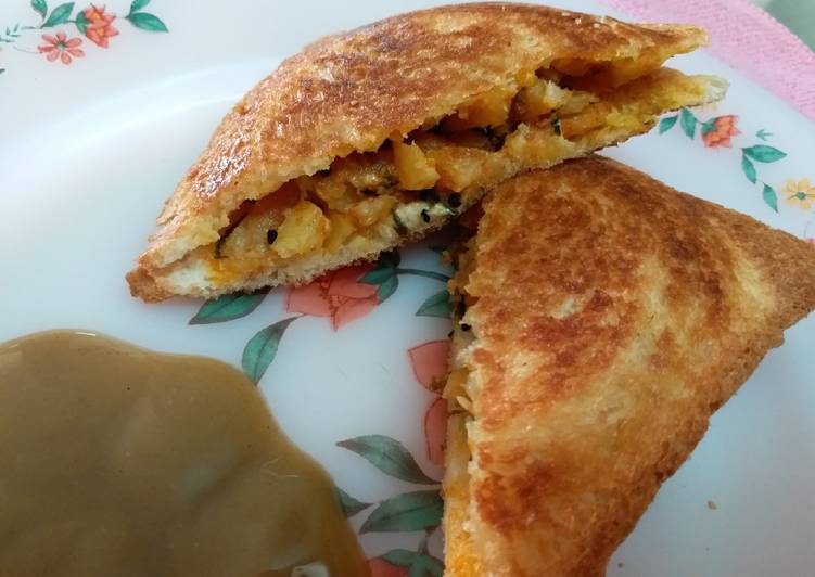 Step-by-Step Guide to Prepare Any-night-of-the-week Toasted Sandwich made with Potato Sabzi