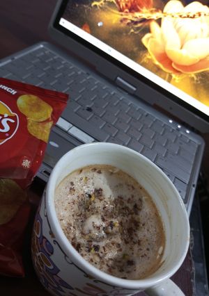 A picture of Chocolate coffee with nuts.